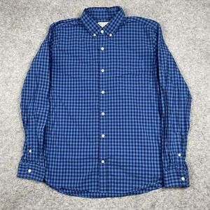 Gap‎ Shirt Men's Large Blue Plaid Standard Fit Long Sleeve Casual Button Down